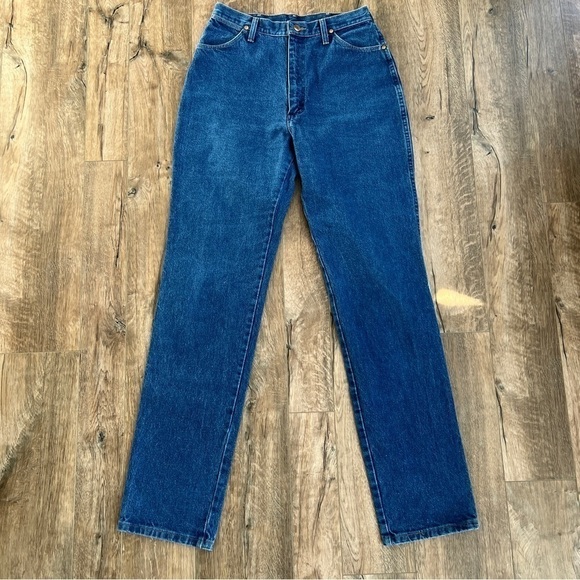 Wrangler Vintage Dark Wash Denim 12MWZG Straight Western Jeans - Picture 4 of 16